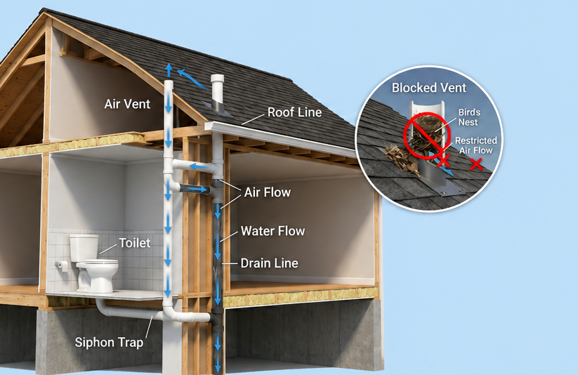 Toilet diagram with labeled components