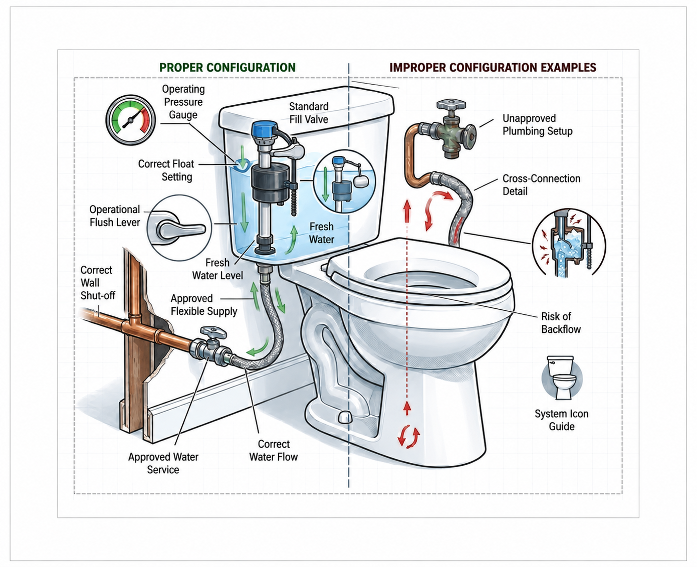Toilet diagram with labeled components