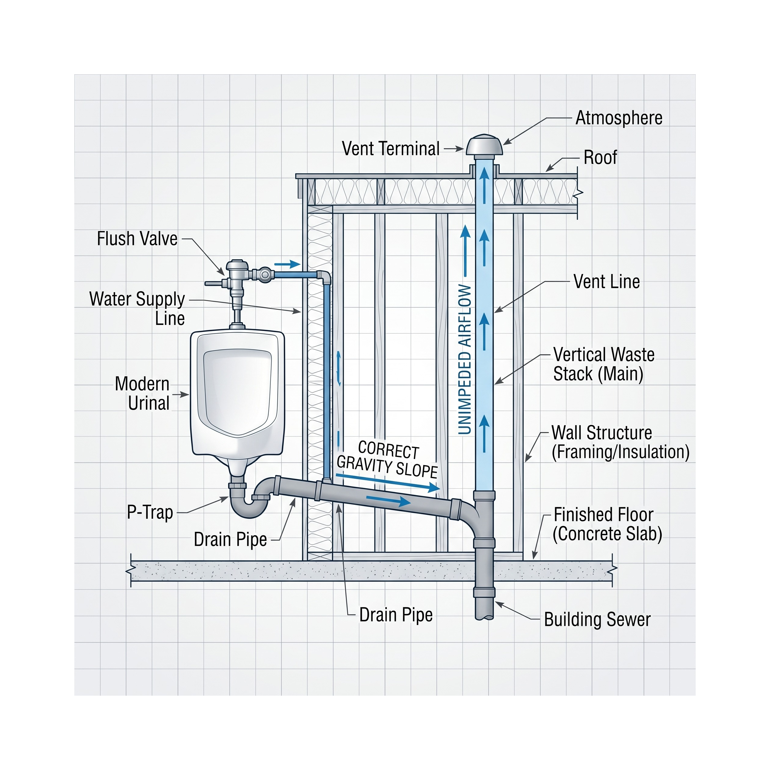 Toilet diagram with labeled components